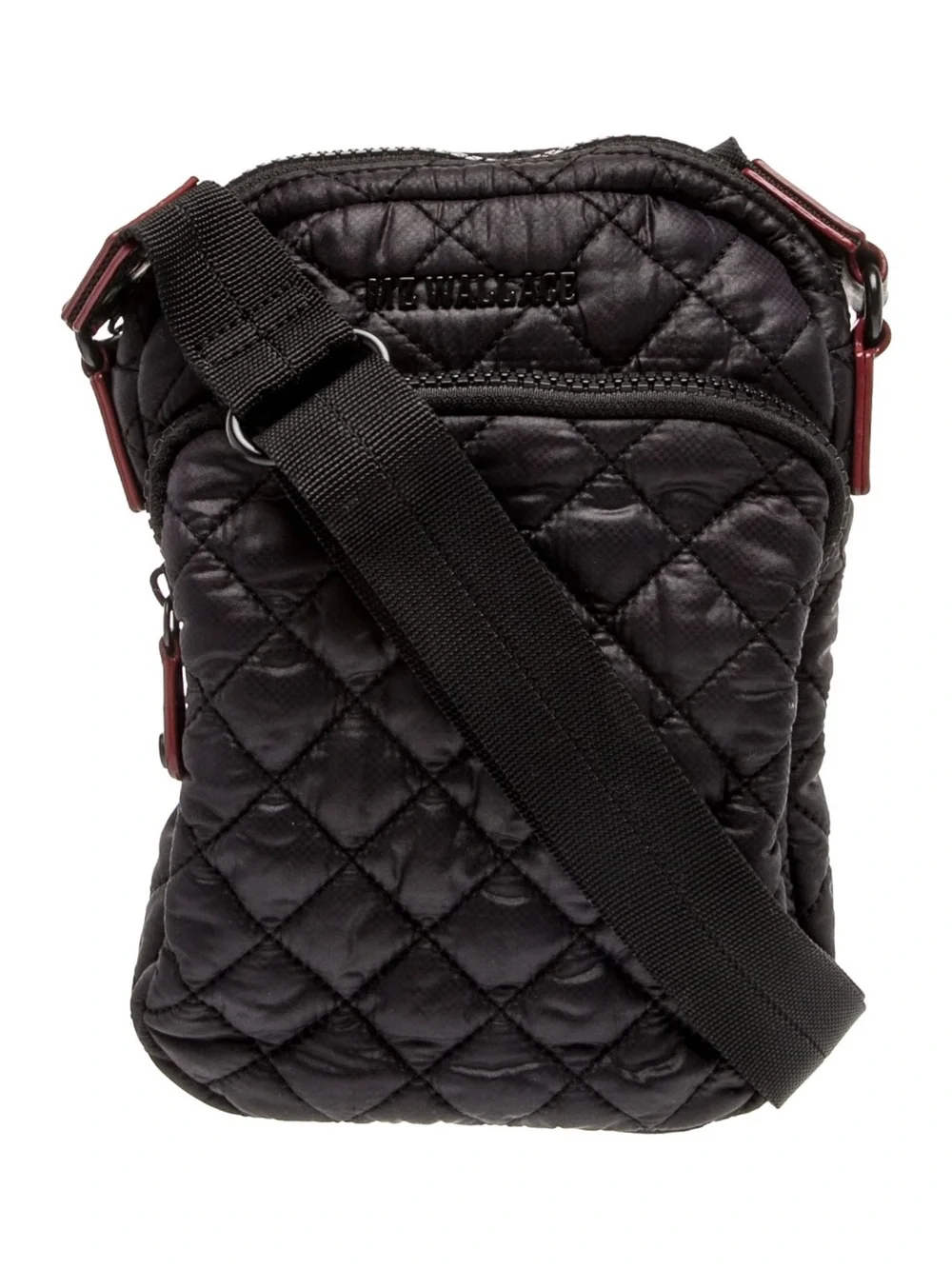 MZ Wallace Black Quilted Belt Micro Bag with Red Trim